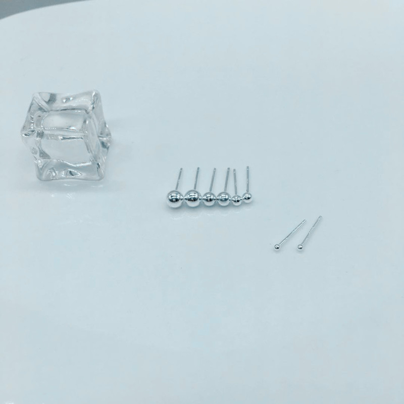 s925银耳饰S999足银耳针小圆珠耳钉女款素银耳骨钉简约百搭耳环Y|ms