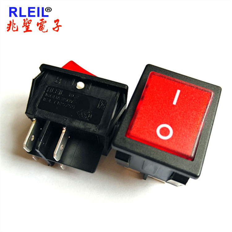 RLEIL船型开关韩国KC认证32*25二档四脚翘板带灯船形电源银触点