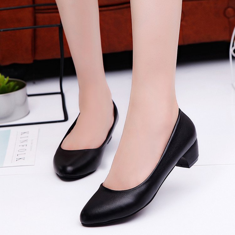 Tip With crude Low-heel 3cm Women's Shoes High-heeled shoes interview formal wear Occupation Etiquette Work shoes black Single shoes Large