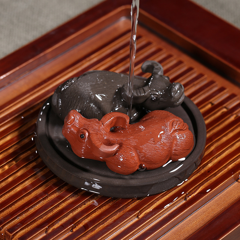 德利陶宜兴紫砂茶宠批发 精品摆件雕塑工艺品扭转乾坤礼牛|ms