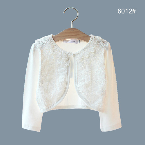 Children's Spring Top, Cotton, for Small, Medium, and Large Girls, Sun-Shirt with Shawl, Lace Top