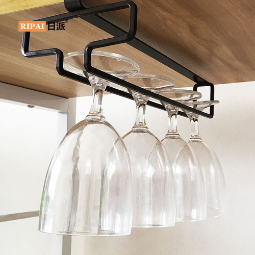 Japanese wrought iron wine glass upside-down rack for household punch-free goblet rack cabinet creative hanging cup rack for draining