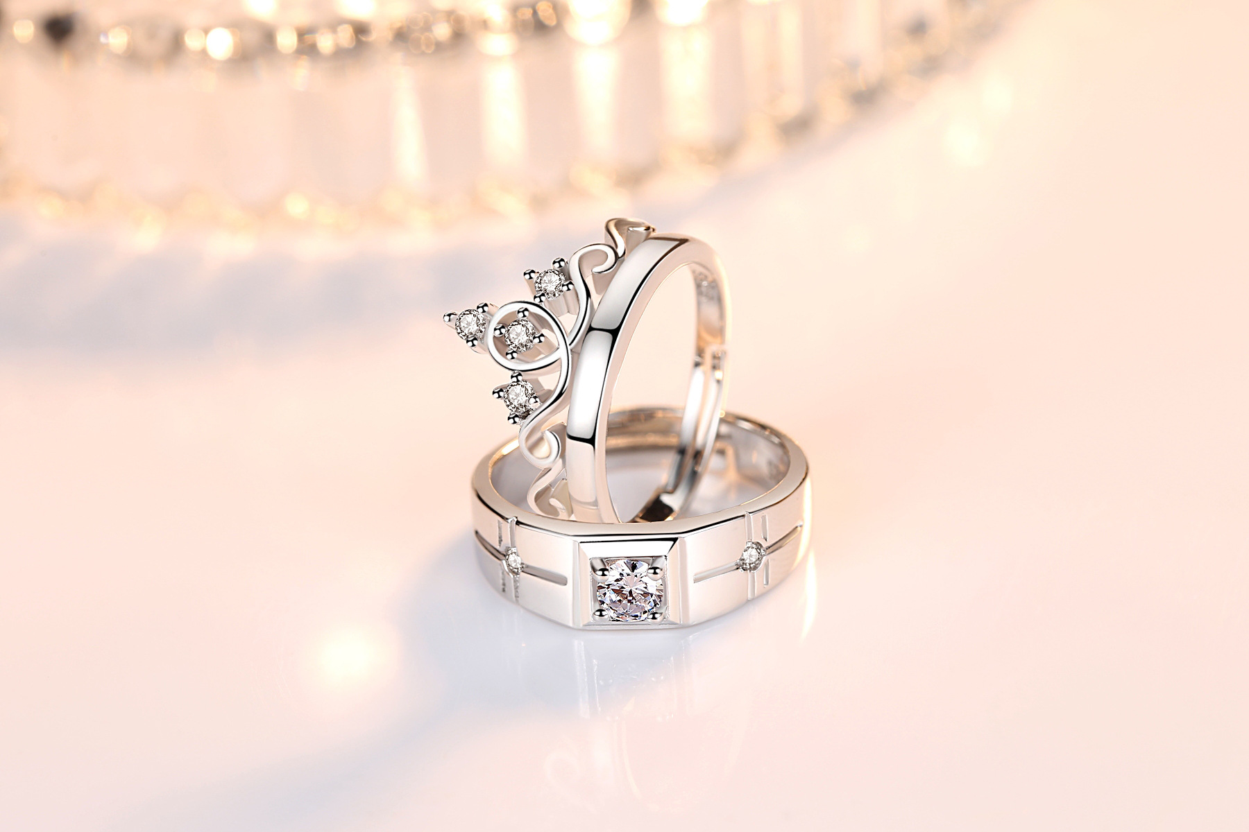 Women'S Gender Women'S Copper Patchwork Flocking Inlay Crown Shell Zircon Wedding Jewelry