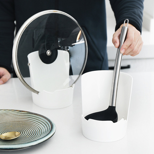Kitchen countertop storage rack multi-functional plastic pot lid rack sitting pot lid chopping board spoon storage rack organization