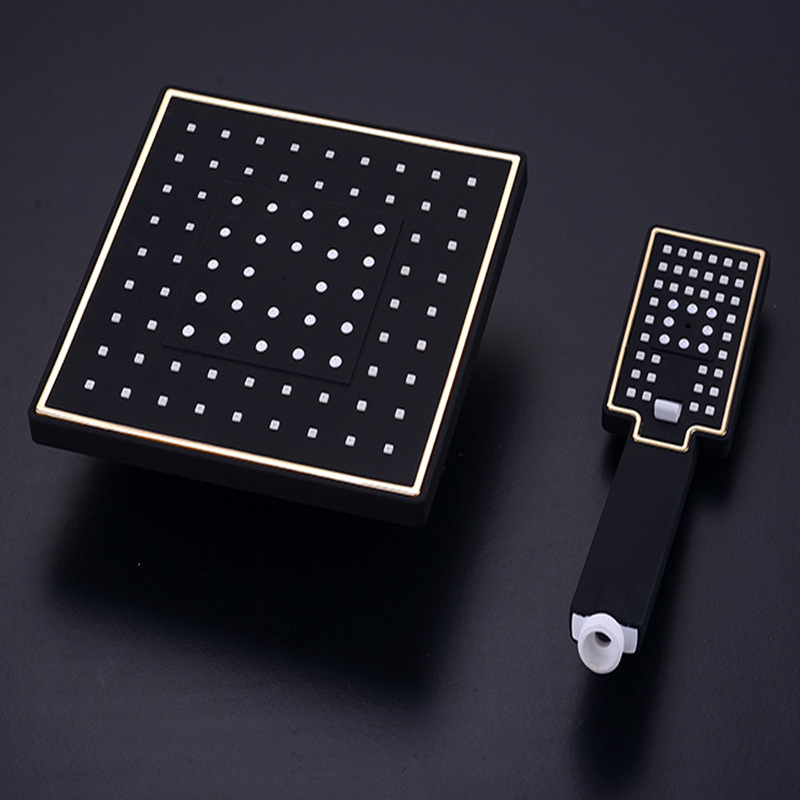 廠家批發  電鍍淋浴花灑兩件套創意園形黑色頂噴花灑套裝噴頭家用