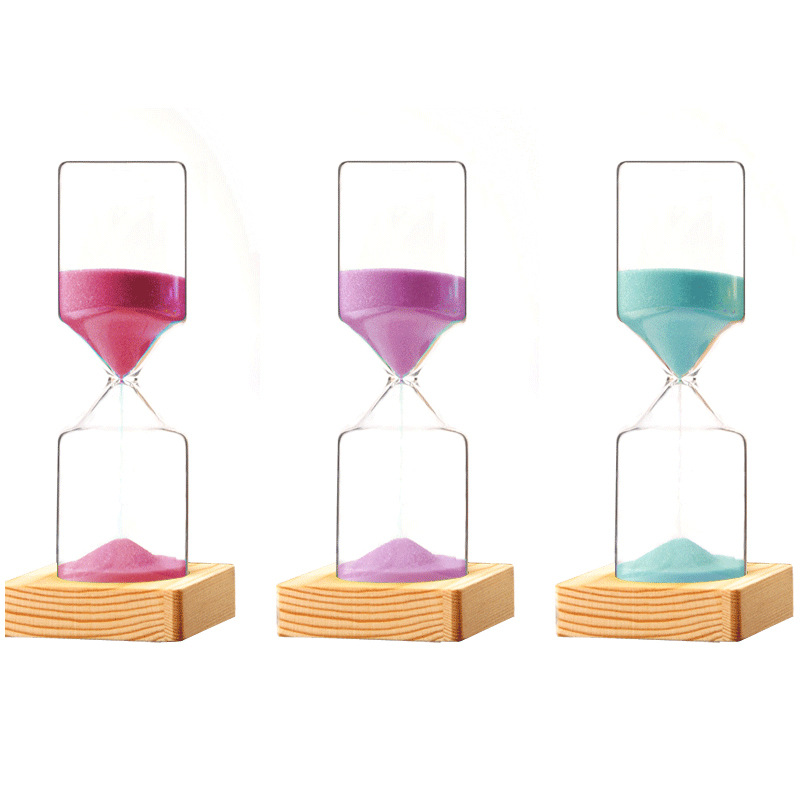 Reloj de Arena con Base de Madera 30 Minutos Temporizador de Vidrio Borosilicato para Regalo