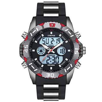 Nuevo STRYVE hombres multi-función Deportes impermeable reloj electrónico de cuarzo calendario cronógrafo pareja reloj de pulsera S8010
