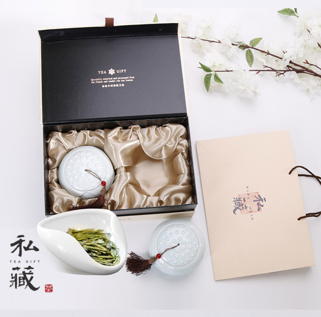 Tea ceremony 2020 Mingqian Longjing tea 250g ceramics Gift box packaging festival Gifts Mom and Dad high-grade gift