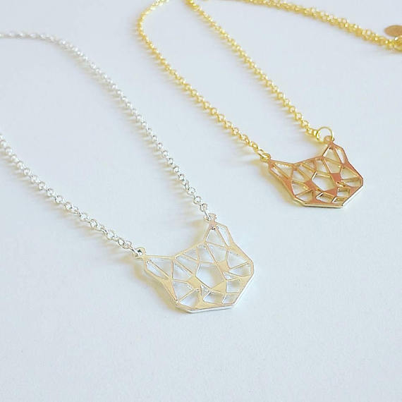 Hollow cat pendant necklace plating gold silver animal kitten necklace clavicle chain wholesale