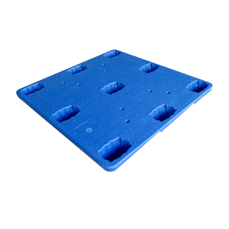 批发1210九脚平面托盘 中控单层吹塑栈板 仓储塑料叉车垫板