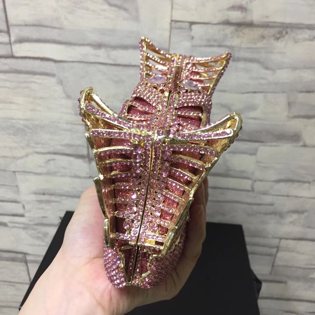 Túi clutch nữ đính kim cương thiên nga cỡ lớn dự tiệc — Màu đen, Màu hồng, Ảnh tùy chỉnh được Cá nhân hóa, Bảy màu vàng kim chi tiết 39