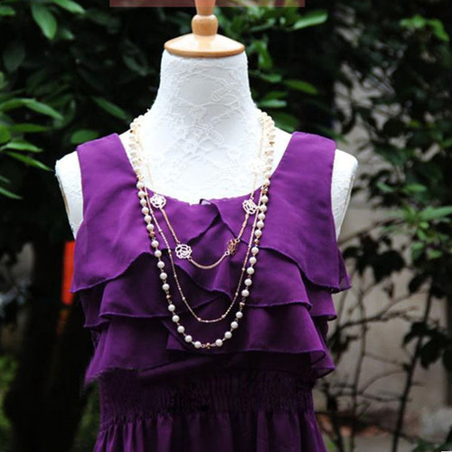 European and American AliExpress long sweater chain pendant multi-layer pearl rose flower women's clothing accessories necklace