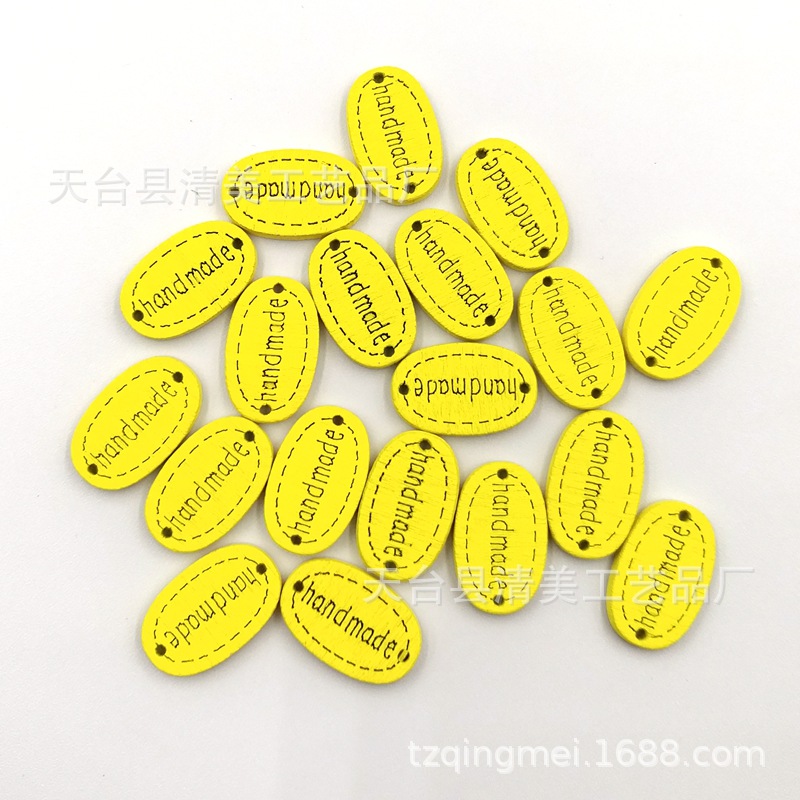 20mm color botón oval placa de madera hecho a mano láser logo decorativo hebilla 100