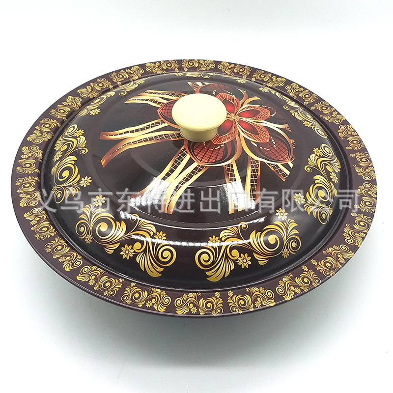 水果盘创意风格家居零食糖果婚庆结婚干果坚果盘喷漆贴花带盖果盘详情图2