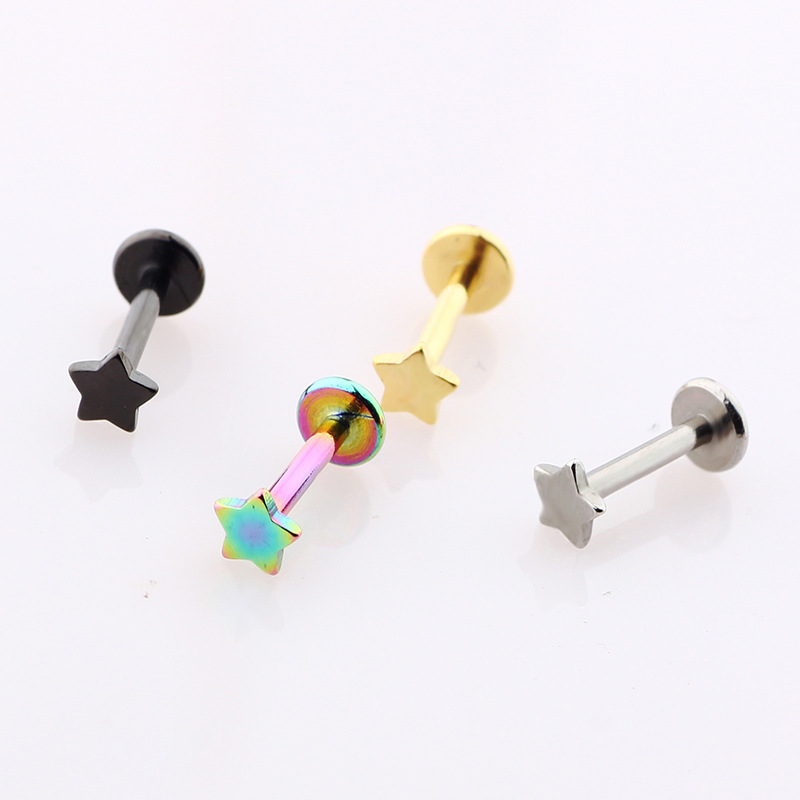 16G labret stud size and finish detail