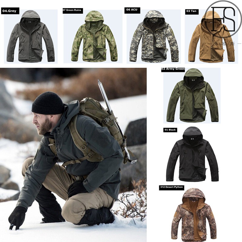 Amazon popular outdoor TAD shark skin soft shell V4.0 warm sports fleece windproof rain-proof jacket for men