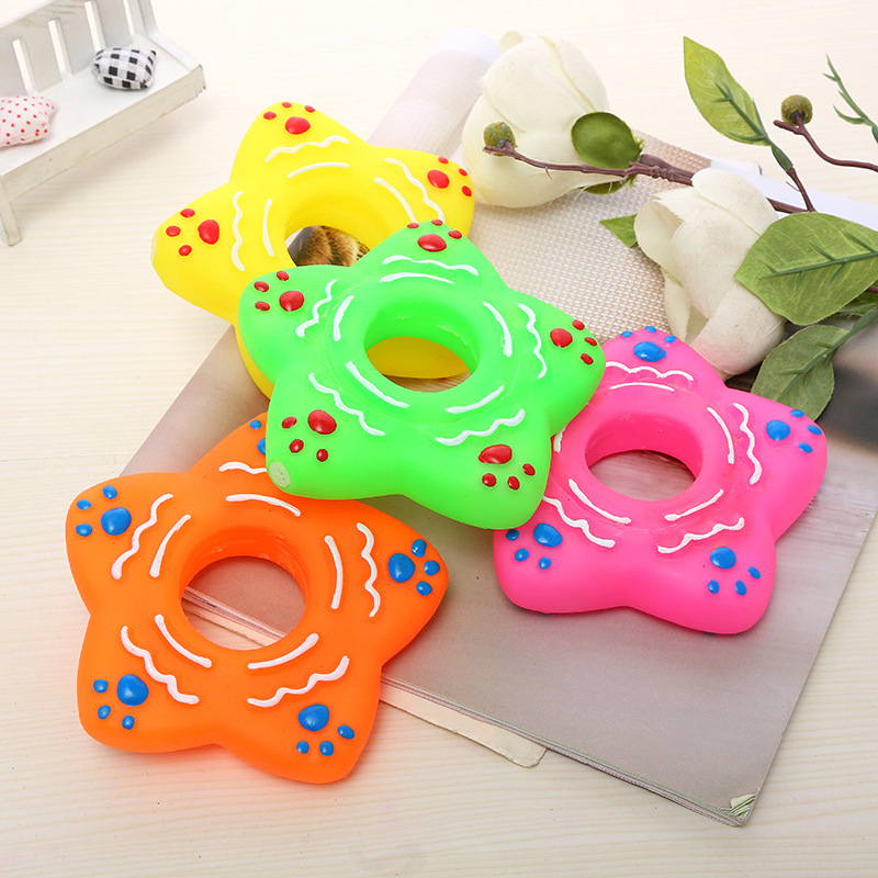 Suministro directo de fábrica juguete para mascotas BB llamada sonido perro juguete vinilo estrella de cinco puntas juguete al por mayor transfronteriza