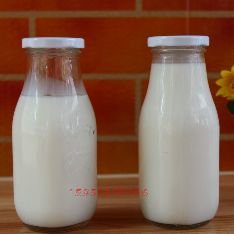透明玻璃牛奶瓶果醋饮料瓶配套马口铁盖多规格鲜奶玻璃瓶厂家批发