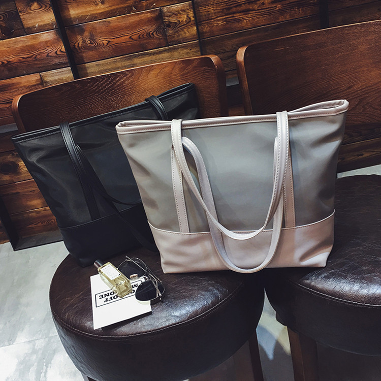 2018新款欧美风尼龙女式大容量包 拼接单肩包大购物袋女包潮 批发|ms