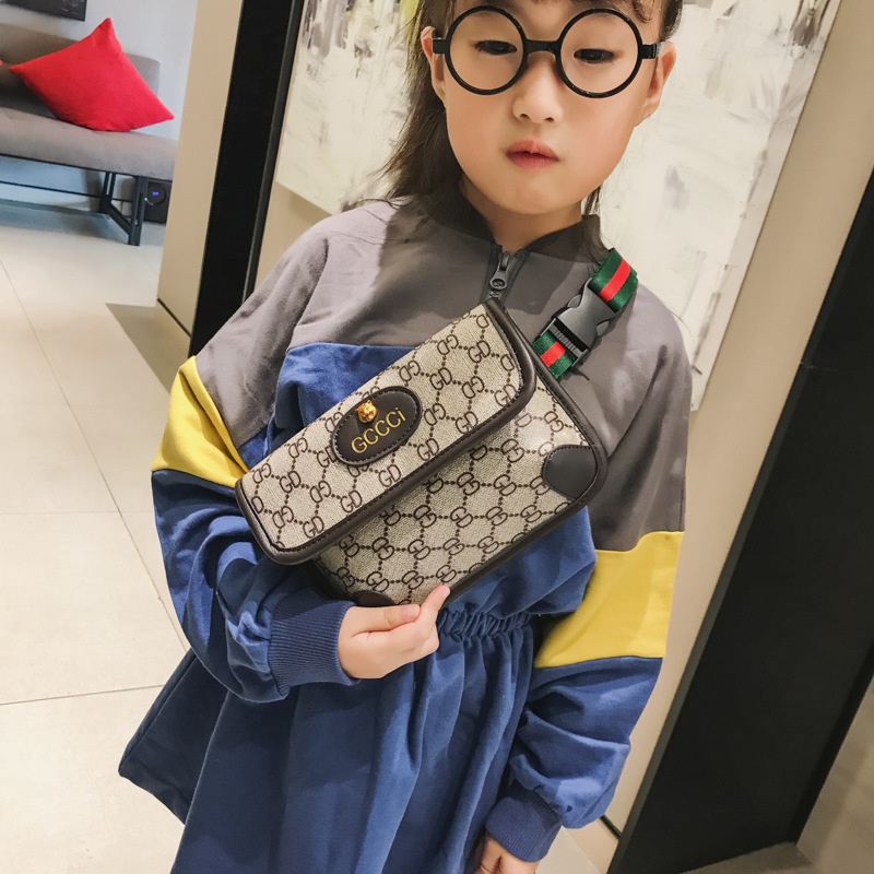 2018秋冬新韓版時尚兒童包女童美爆方包老花腰包百搭配飾出遊潮包