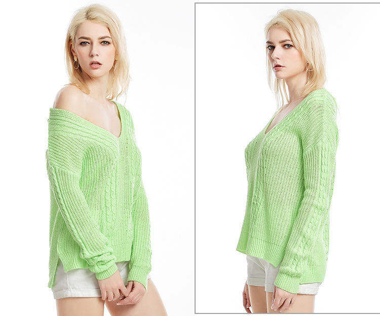 V-neck long-sleeved sweater NSYH22105