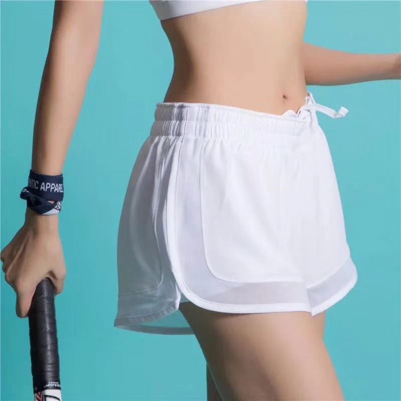 假兩件運動短褲女 拼紗雙層跑步褲 馬拉松短褲速幹健身體能訓練褲