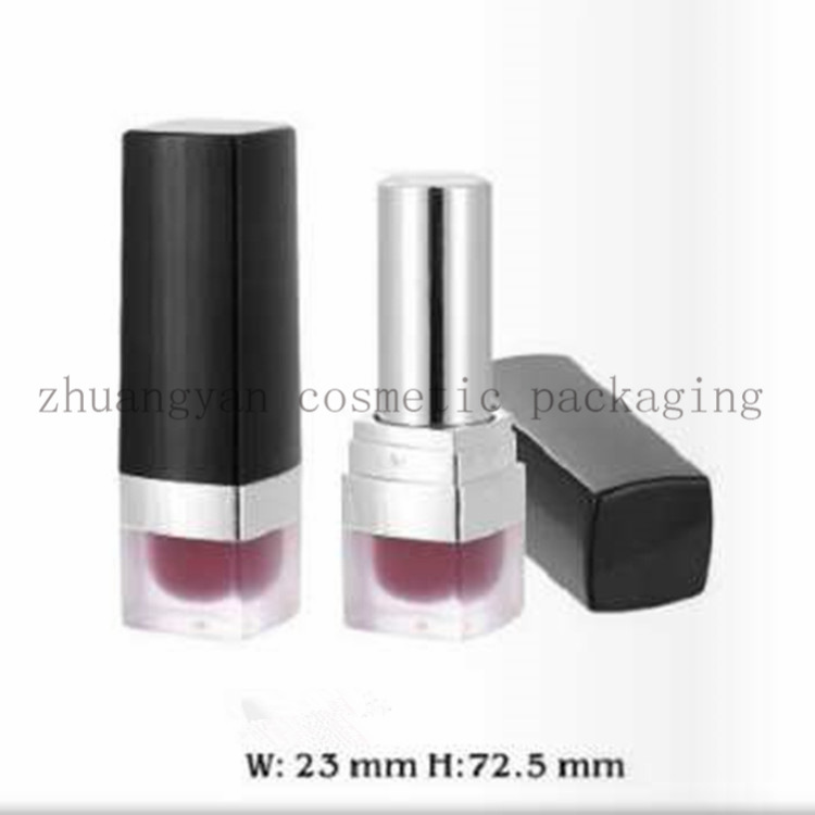 3.5g方形23mm口红管包材底部管身内喷彩色磨砂透明瓶12.1唇膏管子