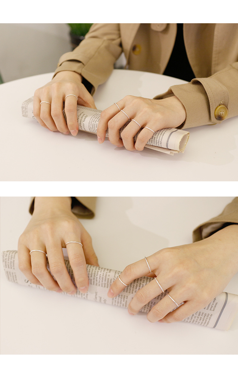 Korean version of S925 sterling silver fashion car flower flashing fine ring index finger ring joint