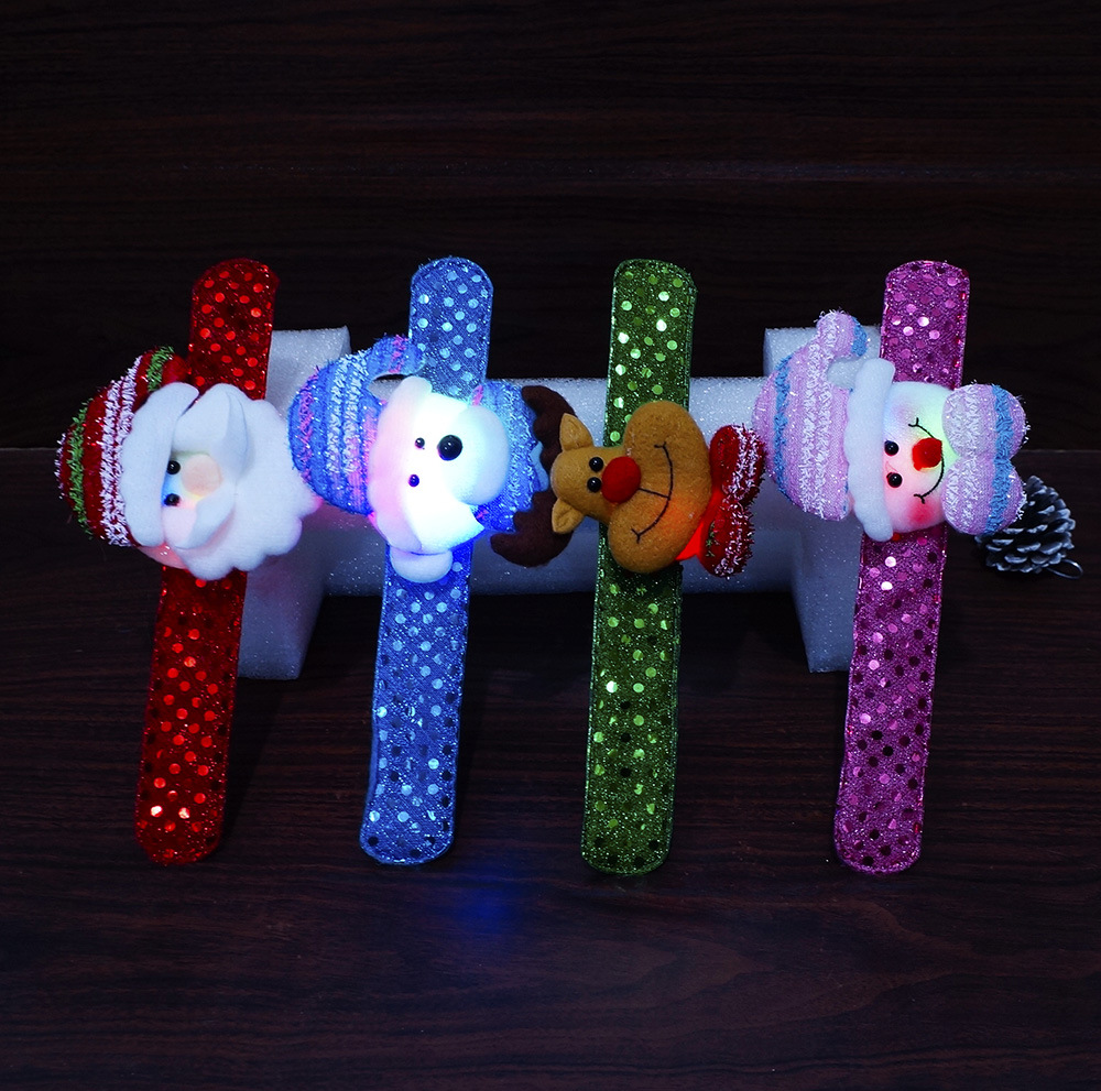 聖誕節閃光手飾 led發光拍拍圈 聖誕老人帶燈啪啪圈 手環兒童禮物