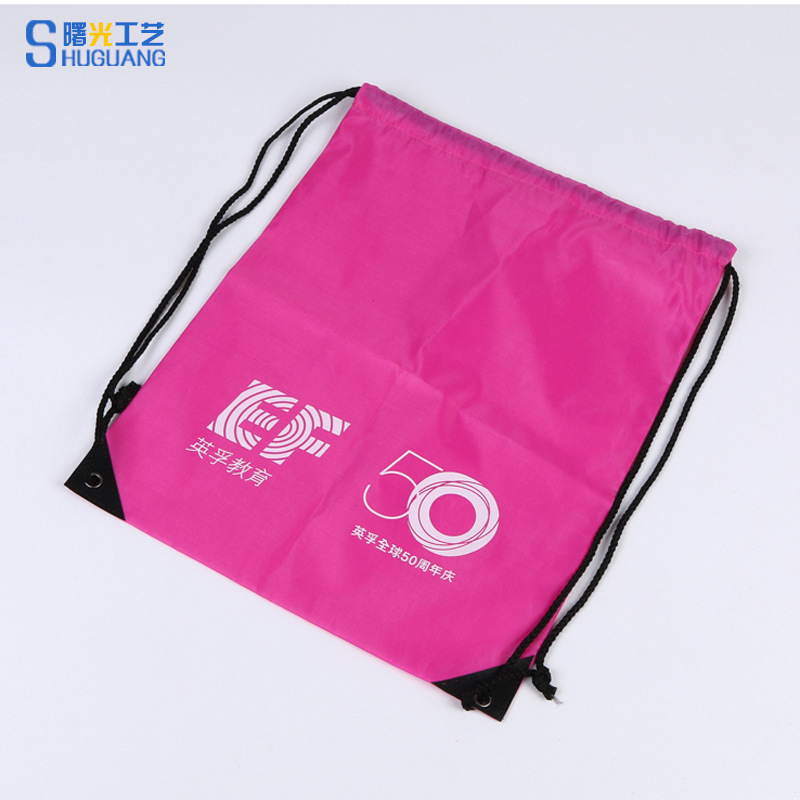 Polyester fabric Bundle pocket 210D nylon Drawstring Backpack oxford Advertising bags LOGO Customized