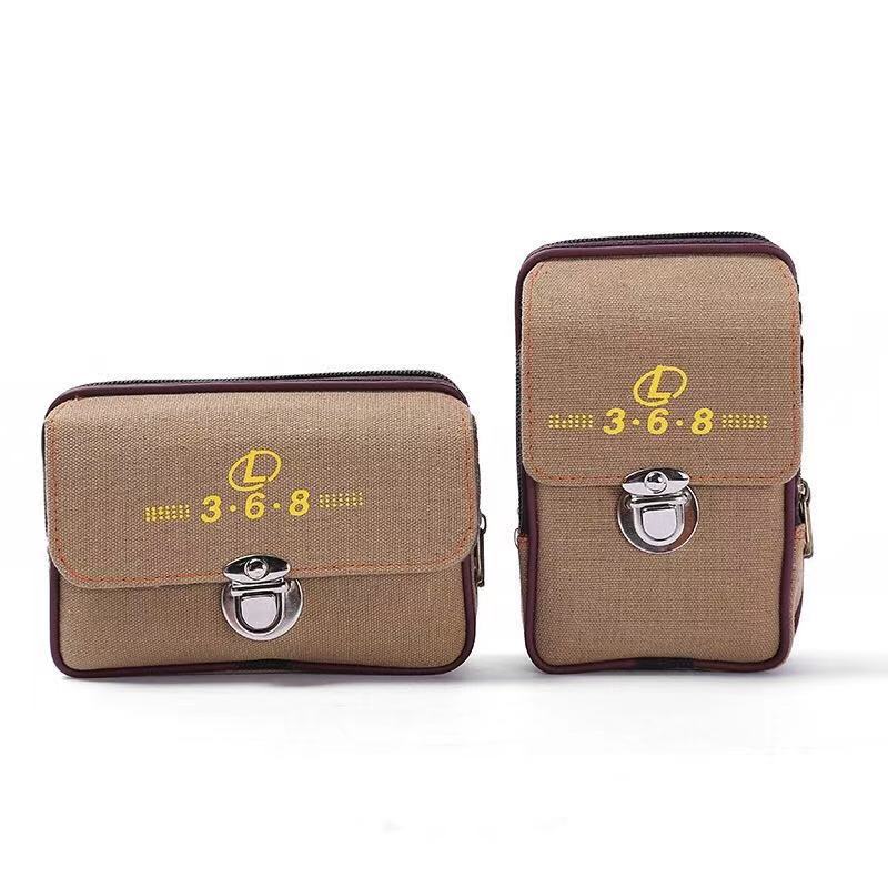 Multi-Function Interlock Horizontal Leisure Hanging Bag Men's Mobile Phone Bag Wear Belt Belt Belt Canvas Wear-Resistant Manufacturers Wholesale full figure