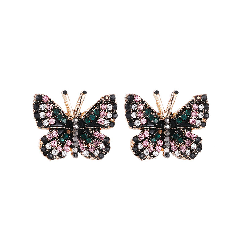 Plating Design 1 Pair Fashion Butterfly Alloy Plating Rhinestones Women's Ear Studs
