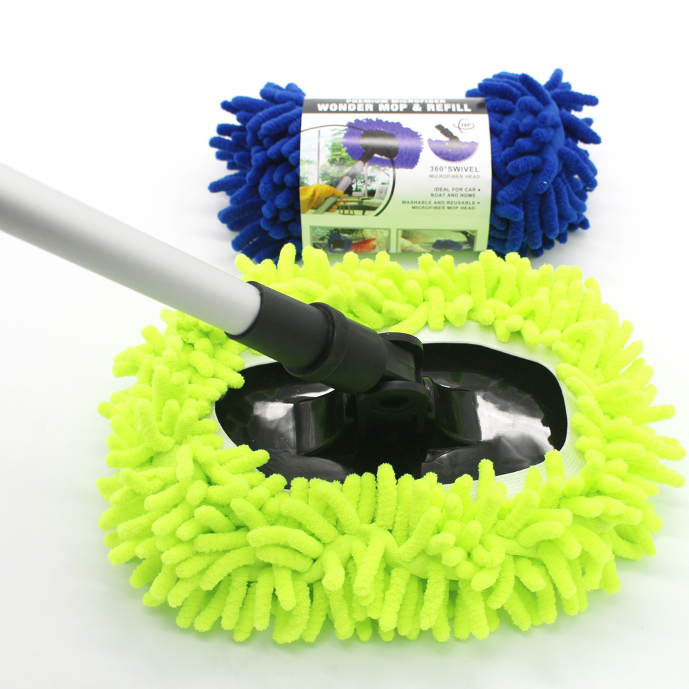 Retractable rotatable chenille car wash mop microfiber retractable flip dust duster