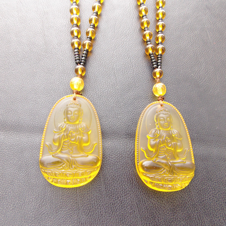 仿黄水晶守护神大日如来属羊猴本命佛项链 本命年配戴的饰品