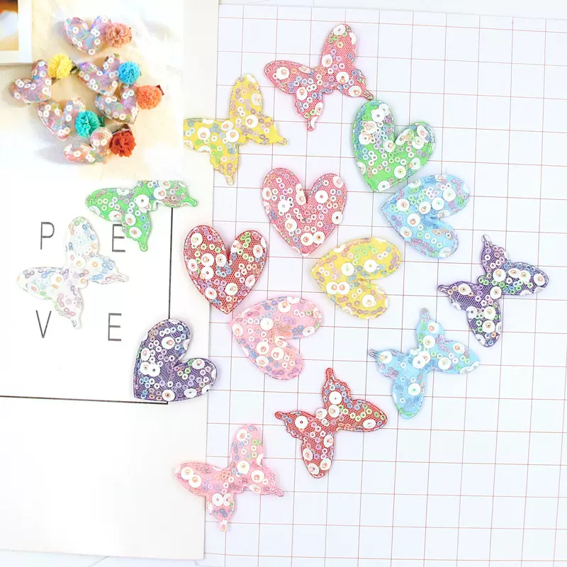 新款亮片韩版 桃心皇冠蝴蝶儿童发饰diy发夹材料饰品 配件