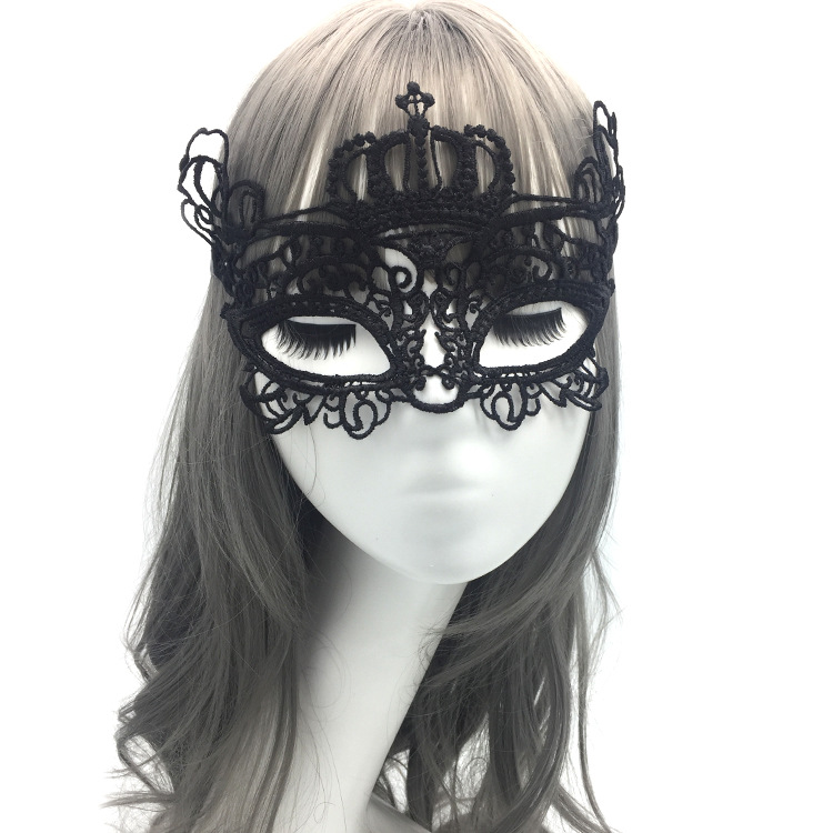 亚马逊成人派对蕾丝面具半脸假面舞会女士万圣节道具黑色情趣眼罩详情4