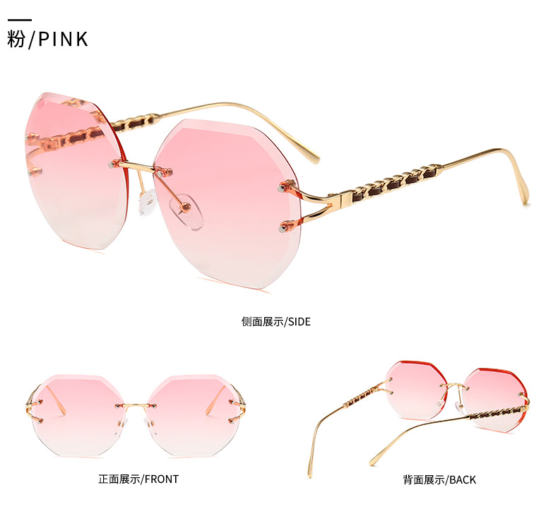 Frameless Diamond Cut Rope Imitation Leather Decorative Modern Retro Sunglasses display picture 8