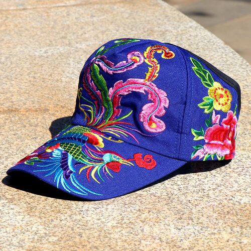 Yunnan Ethnic Style Phoenix Embroidered Hat, Vintage Baseball Cap, Tourist Square Dance Accessory, Wholesale