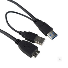 带辅助供电0.5米usb 3.0移动硬盘数据线连接线 双头USB转Micro-b