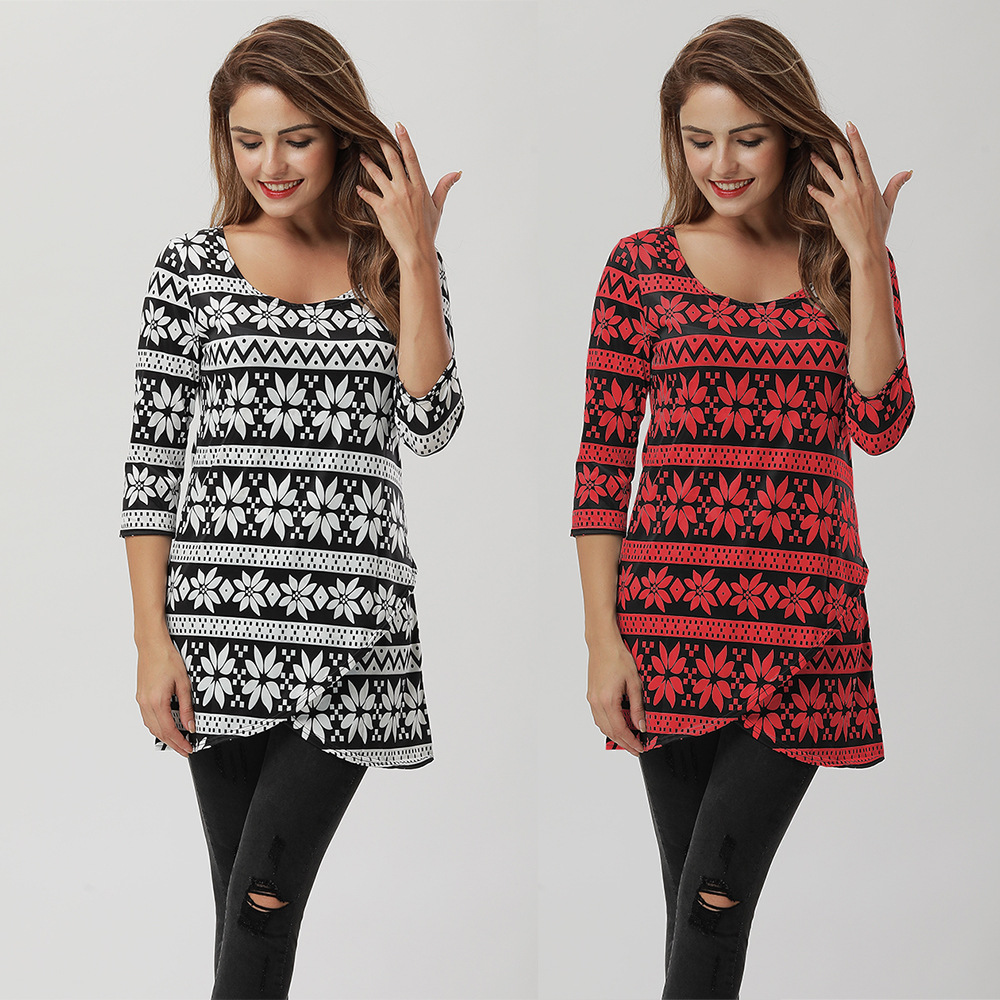 Floral Print A Line Mini Dress Three Quarter Sleeve Spring Style Casual Wear Wholesale Available