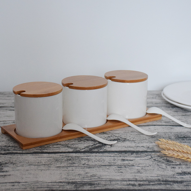 调味罐创意厨房用品陶瓷欧式调味盒瓶调料罐盐罐佐料三件套装批发|ru