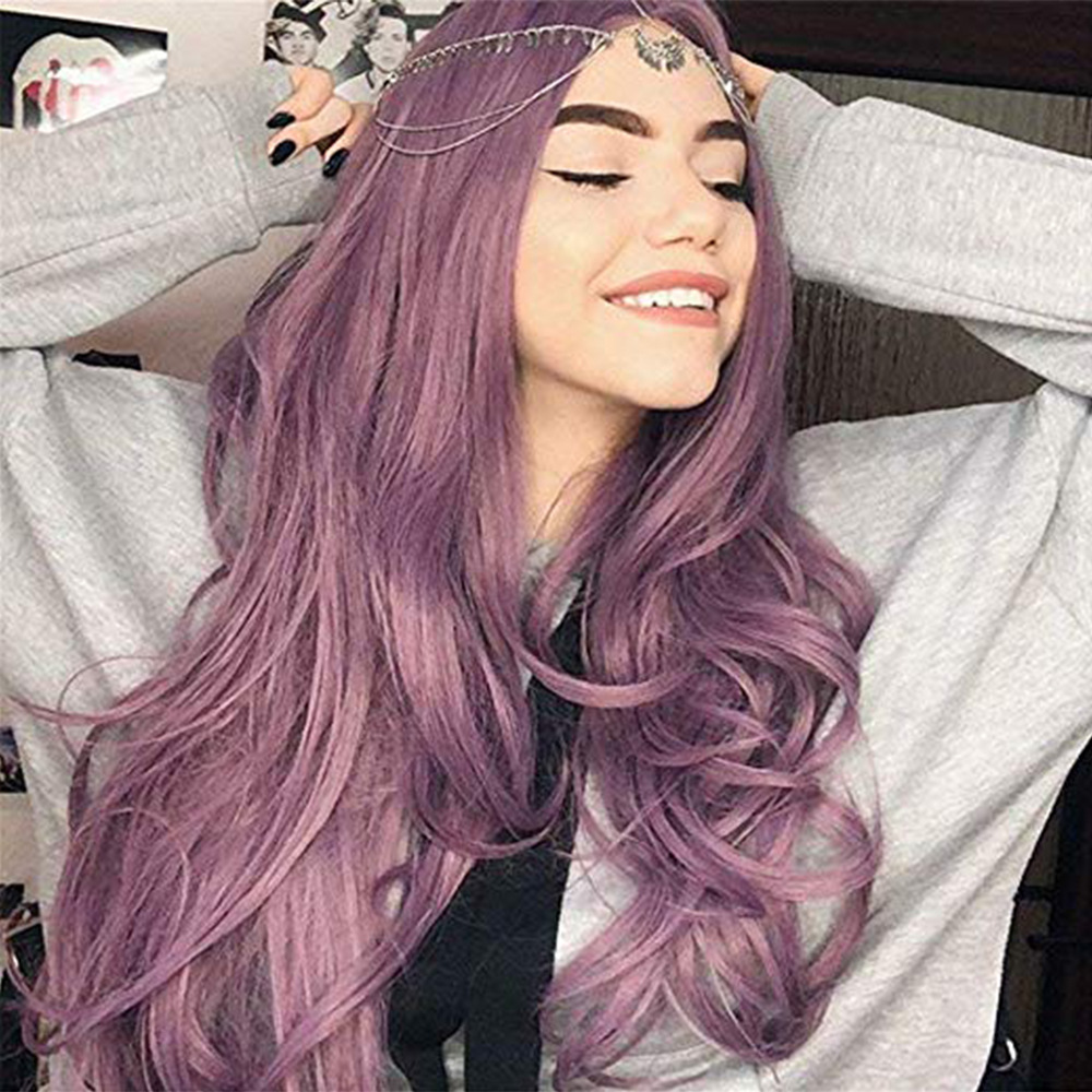 Purple Beauty Lace Front Wig Amazon.com : Lezaxiu Purple Lace Front Wigs Long Straight  main image 2