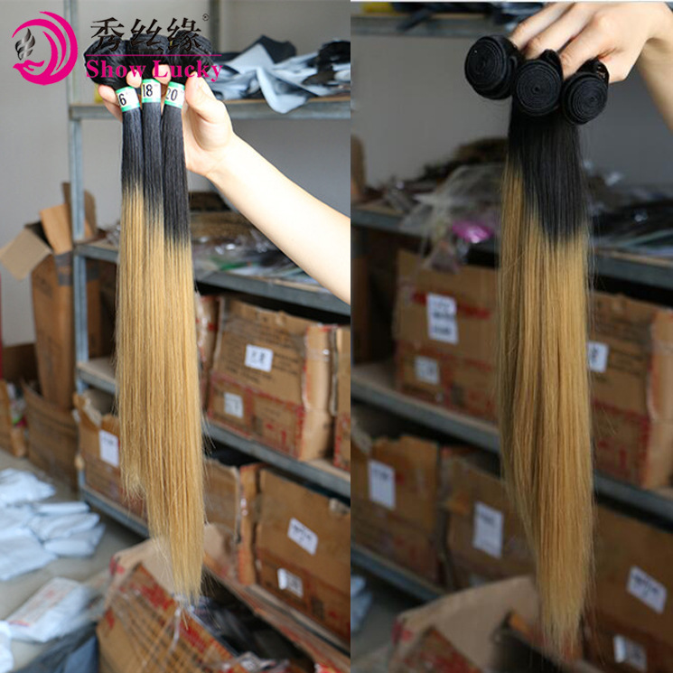 African chemical fiber hair curtain synthetic hair straight high temperature yarn three piece set two color gradient 1B / 27