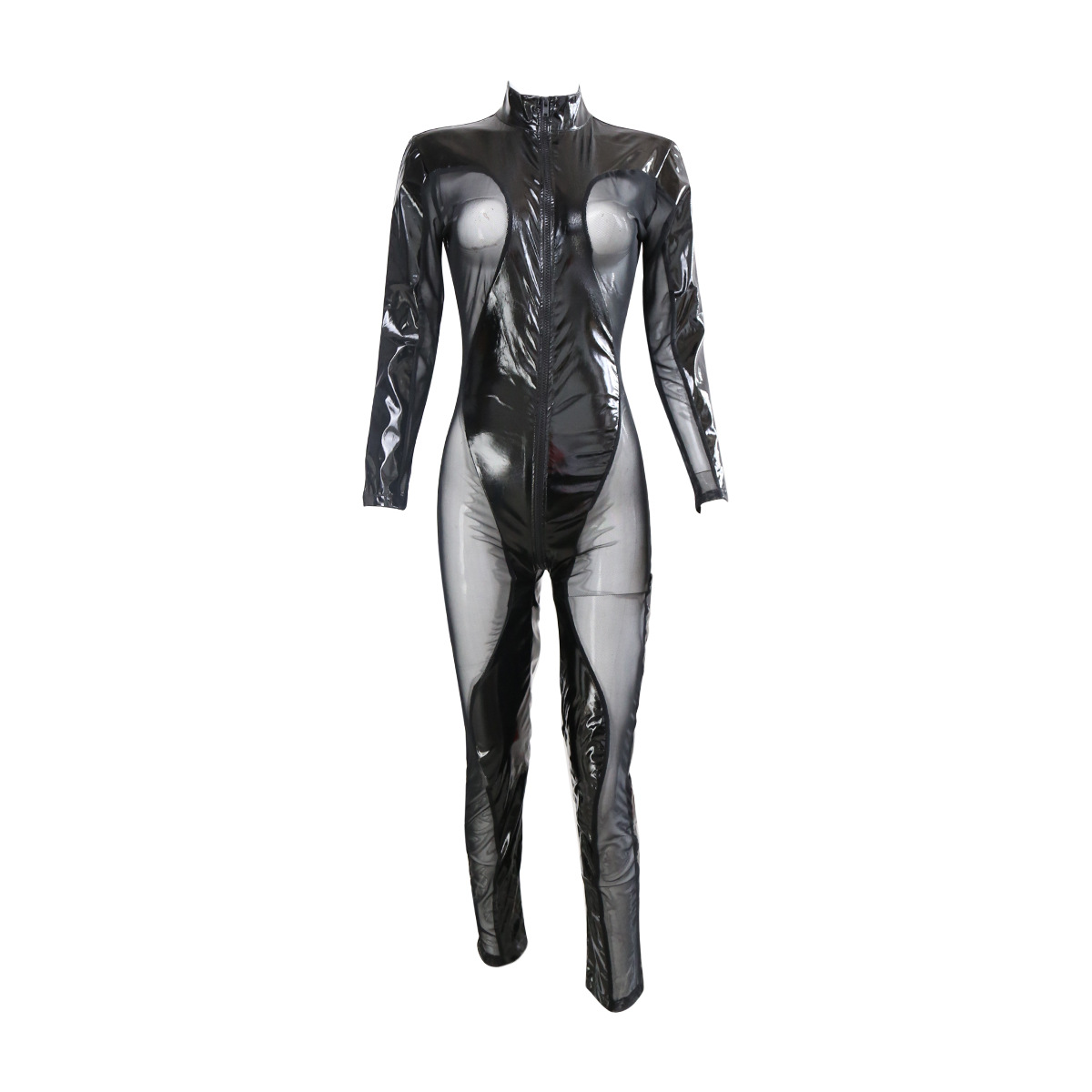 Tienda de fábrica lencería sexy transparente malla charol ropa interior pijamas medias cuero brillante todo incluido ropa traje image 5