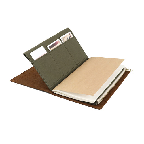 Traveler's notebook TN olive green canvas zipper bag file storage bag business card bag file bag