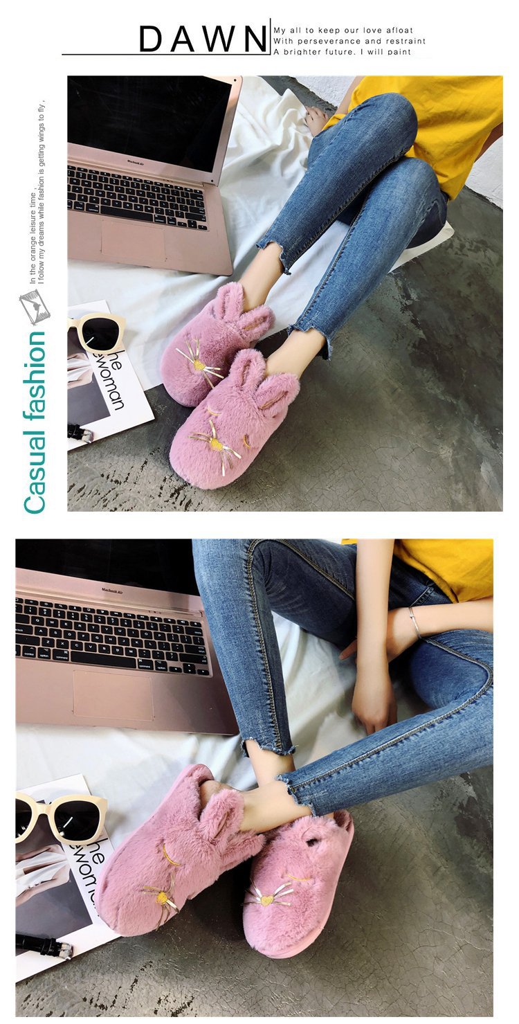 厂家直销新款厚底毛绒棉拖鞋秋冬季家居保暖柔软卡通女士棉拖批发