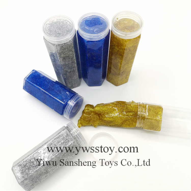 长条六边形金粉水晶泥