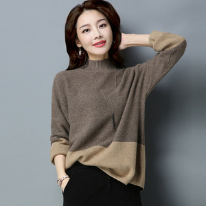 High neck sweater casual loose large knitting base coat