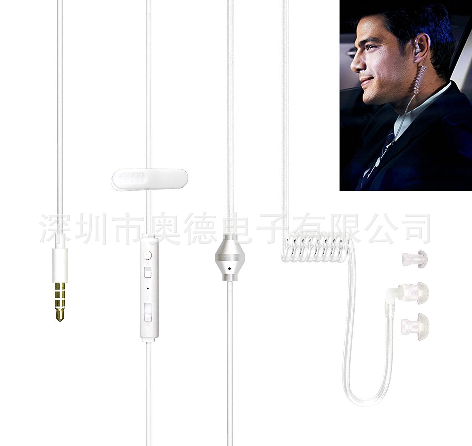 Mobile phone 3.5MM headset mobile phone headset with microphone wire control vacuum air duct agent spiral tube spring single side