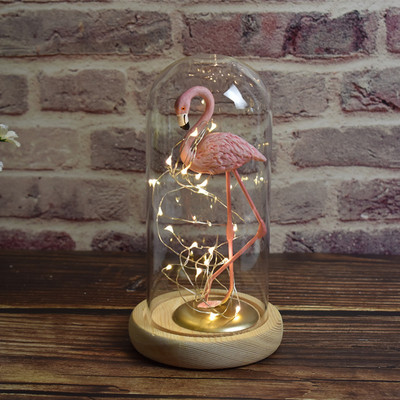 烈鸟永生花玻璃罩 DIY带灯玻璃罩子母亲节情人节礼物批发